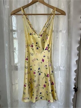 Victoria's Secret Yellow Floral Satin Slip Dress